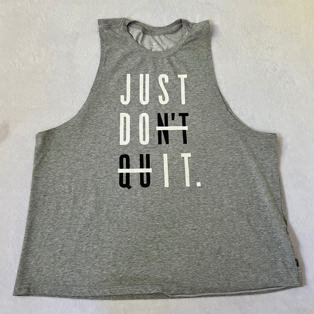 Nike Muscle Tank Gray Just Don't Quit Graphic Dri-FIT XL